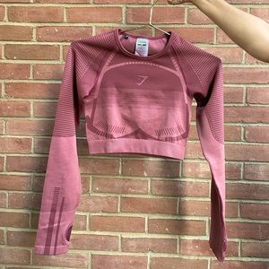 Gymshark Geo Seamless Long Sleeve Crop Top - Rose